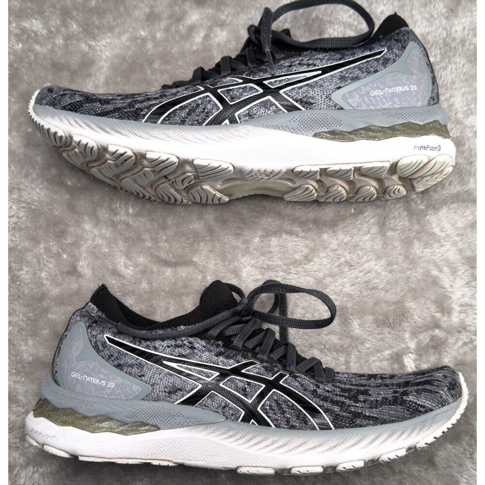 ASICS Gel Nimbus 23 Gray Black Knit Running Shoes Sneakers Womens Size 9.5 - Picture 4 of 16